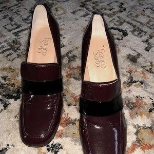 Maroon Patent Leather Franco Sarto heeled Loafer